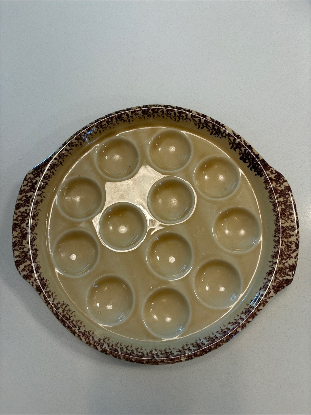 Vintage Gien France Ceramic Escargot/Snail Serving/Baking Dish.